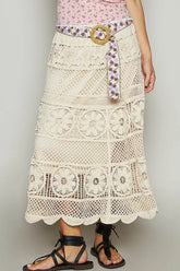 Lace Tiered Midi Skirt POL Ivory One Size